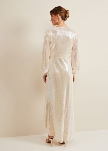 Phase Eight Jamila Sequin Bridal Dress White Canada | MNQPZE-875